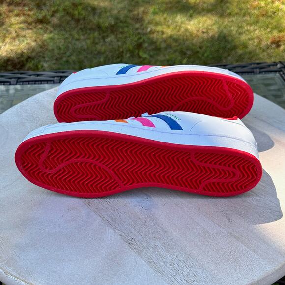 Adidas Originals Women’s Superstar Shoes White Red Navy Pink Orange ID9774 Sz 10 - Picture 11 of 14